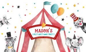Backdrop Banner Circus Boy White 0355 design preview