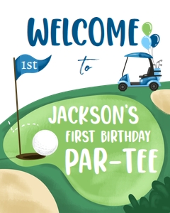 Welcome Sign Golf Blue White 0405 design preview