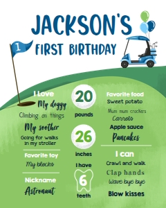 Milestone Sign Golf White Boy 0405 design preview