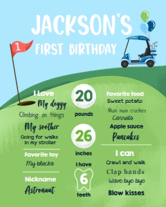 Milestone Sign Golf Red Blue Boy 0405 design preview
