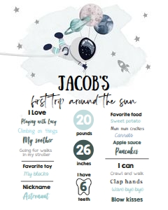 Milestone Sign Space Planets Balloons White Boy 0366 design preview
