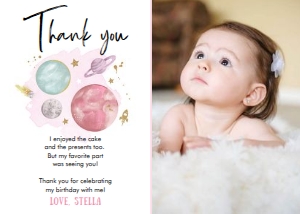 Thank You Card Space Girl White - Photo 0357 design preview