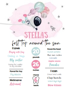 Milestone Sign Space Planets Balloons White Girl 0366 design preview