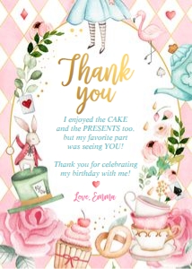 Thank You Card Alice In Onederland Pink 0350 design preview