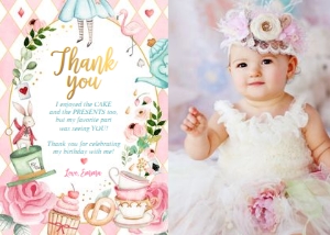 Thank You Card Alice In Onederland Pink - Photo 0350 design preview