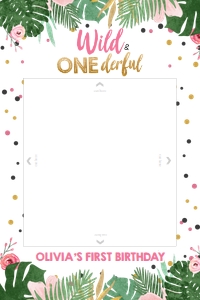 Birthday Photo Booth Frame Safari Leaves Girl White 0332 design preview