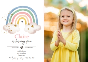 Invitation Birthday Rainbow Watercolor Colors - Photo 0387 design preview