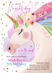 Birthday Invitation Unicorn 0411 design preview