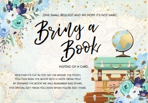 Bring a Book Travel Adventure Suitcases Blue Floral Map 0030 design preview