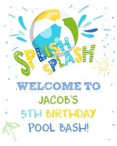 Welcome Sign Pool Party Boy Green White 0169 design preview