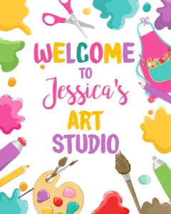 Welcome Sign Art Party Girl Bright Pink Apron 0319 design preview