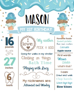 Birthday Milestones Sign Ice Cream Boy Drips 0243 design preview