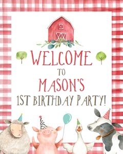 Welcome Sign Farm Animals Boy Red V3 0155 design preview