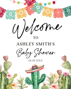 Welcome Sign Baby Shower Cactus Watercolor 0404 design preview