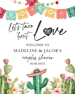 Welcome Sign Lets Taco Bout Love Couples Shower Cactus Watercolor 0404 design preview
