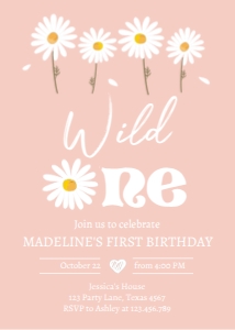 Invitation Birthday Daisy Wild One Pink 0410 design preview