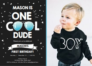 Birthday Invitation One Cool Dude Dark 0136 - Photo design preview