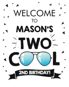 Welcome Sign Two Cool Blue White 0136 design preview