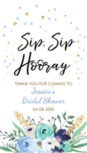 Favor tags Sip Sip Hooray Floral Blue 0059 design preview