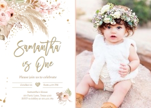 Birthday Invitation Pampas Grass 0395 - Photo design preview