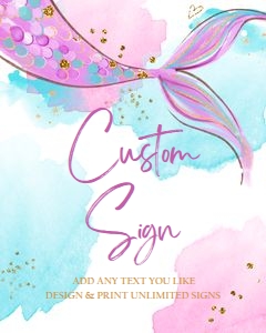 Editable Custom Sign Mermaid Tail Watercolor Purple 0403 design preview