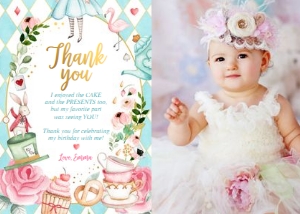 Thank You Card Alice In Onederland Blue - Photo 0350 design preview
