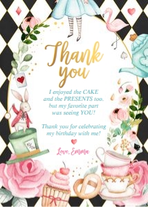 Thank You Card Alice In Onederland Black 0350 design preview