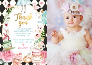Thank You Card Alice In Onederland Black - Photo 0350 design preview