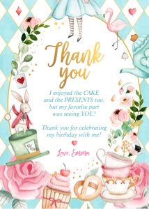 Thank You Card Alice In Onederland Blue 0350 design preview