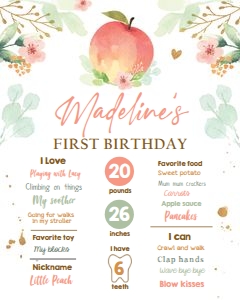 Milestone Sign Peach Girl 0401 design preview
