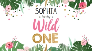 Gable Box Label Safari Leaves Wild One Girl 0332 design preview
