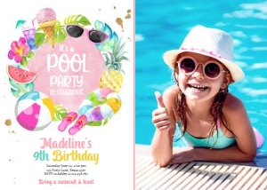 Birthday Invitation Pool Party 0414 - Photo design preview