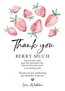 Thank You Card Strawberry Watercolor 0399 design preview