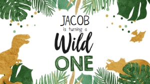 Gable Box Label Dinosaur Gold Wild One Boy 0146 design preview
