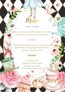 Menu Card Alice In Onederland Black 0350 design preview