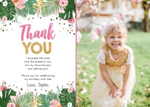 Thank You Card Tropical Safari Girl White Photo 0332 design preview