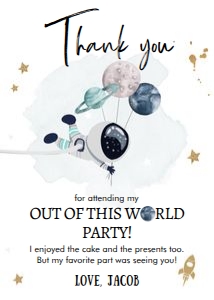 Thank You Card Space Balloons Boy White 0366 design preview