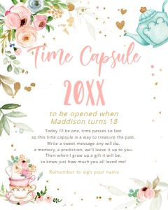 Time Capsule Tea Party Sign 8x10 0349: Time Capsule Tea Party 0349
