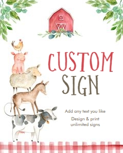 Editable Custom Sign Farm Animals Stacked Boy 8x10 0155 design preview