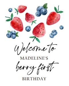 Welcome Sign Strawberry Watercolor Blueberry 0399 design preview