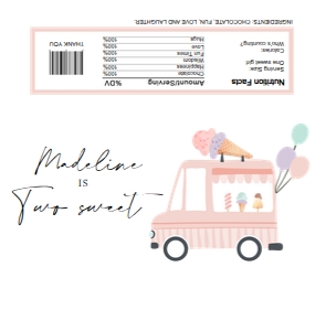 Candy Bar Wrapper Ice Cream Truck Pink Simple Two Sweet 0415 design preview
