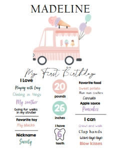 Milestone Sign Ice Cream Truck Simple Pink 0415 design preview