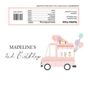 Candy Bar Wrapper Ice Cream Truck Pink Simple 0415 design preview