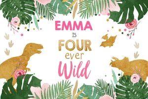 Backdrop Banner Gold Dinosaur Girl Four Ever Wild 0146 design preview