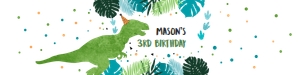 Water Bottle Label Dinosaur Blue Green White 0389 design preview