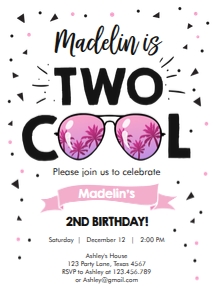 Birthday Invitation Two Cool Girl 0136 design preview