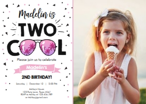 Birthday Invitation Two Cool Girl 0136 - Photo design preview