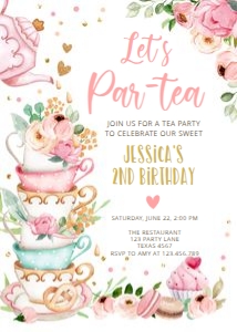 Birthday invitation Par-tea Vertical White V4 0349 design preview