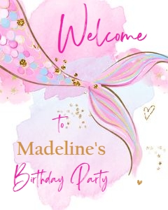 Welcome Sign Mermaid Tail Watercolor Pink 0403 design preview