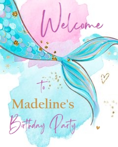 Welcome Sign Mermaid Tail Watercolor Blue 0403 design preview